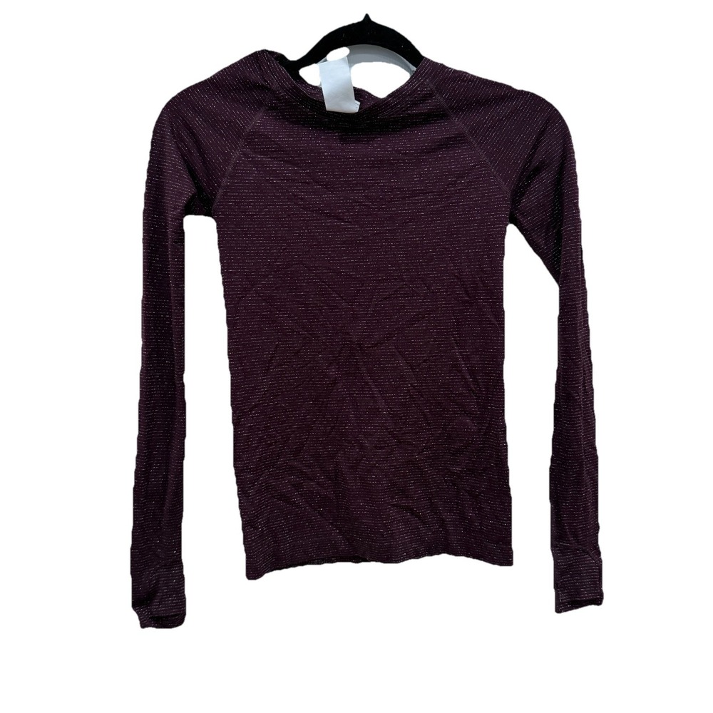 Women's Athlete Momentum Seamless Top Burgundy Shimmer Shiny Size XXS